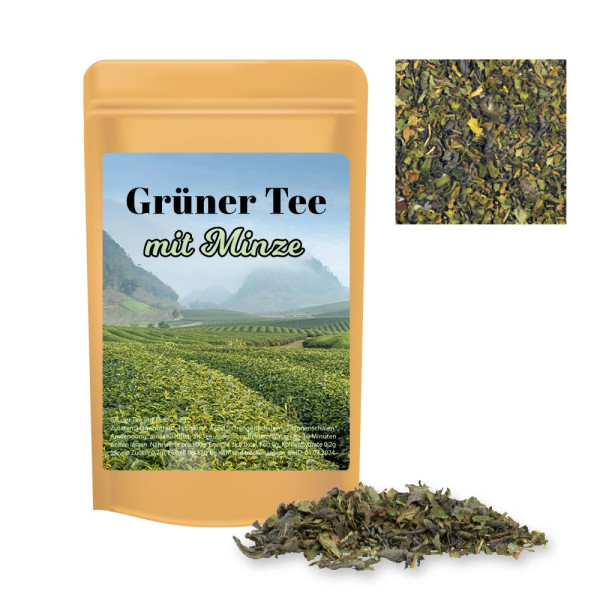 Grüner Tee mit Minze, ca. 12g, Standbeutel Mini