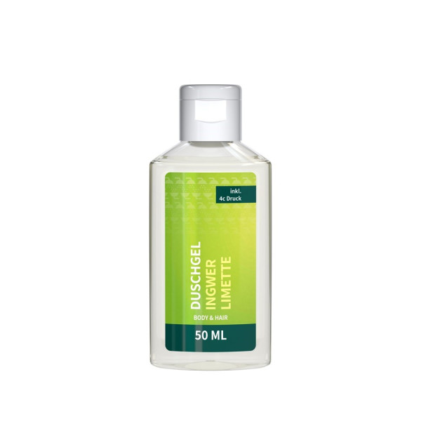 Duschgel Ingwer-Limette, 50 ml, Body Label (R-PET)