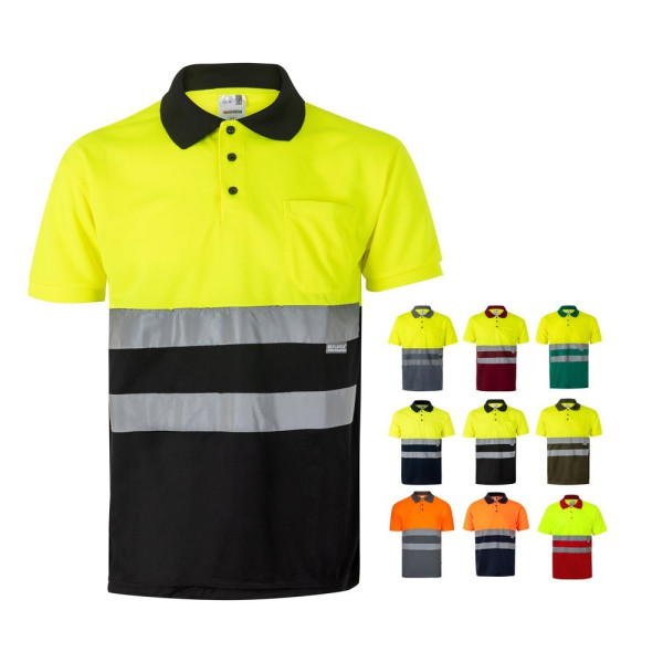 VL CUPID LARGE. Zweifarbiges Poloshirt im Bird-Eye-Design (160g/m²) mit kurzen Ärmeln, aus Polyester