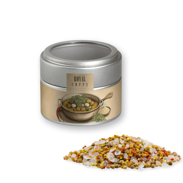 Royal Curry, ca. 75g, Metalldose Mini mit Sichtfenster silber