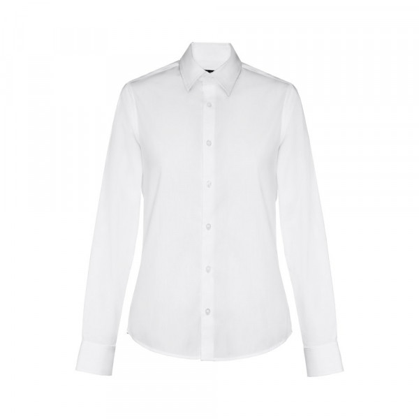 THC PARIS WOMEN WH. Langärmeliges Popeline-Hemd für Frauen. Weiße Farbe