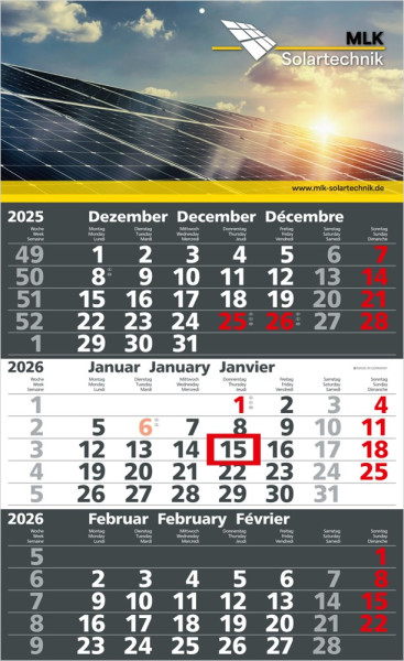 3-Monatskalender Solid 3 Bestseller (Einblatt)