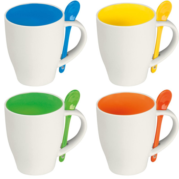 Tasse aus Porzellan mit Löffel, 250ml