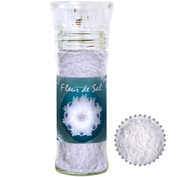 Fleur de Sel, ca. 40g, transparente Gewürzmühle