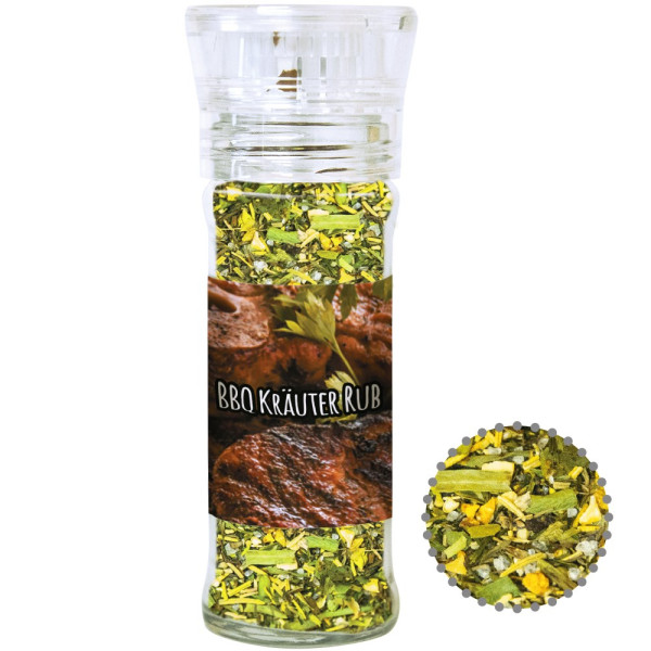 Gewürzmischung BBQ Kräuter Rub, ca. 30g, transparente Gewürzmühle