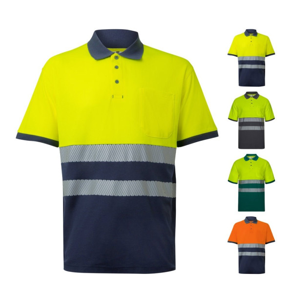 VL ACHELOUS. Zweifarbiges Piqué-Poloshirt (150g/m²) mit kurzen Ärmeln, aus Baumwolle (55%) und Polye