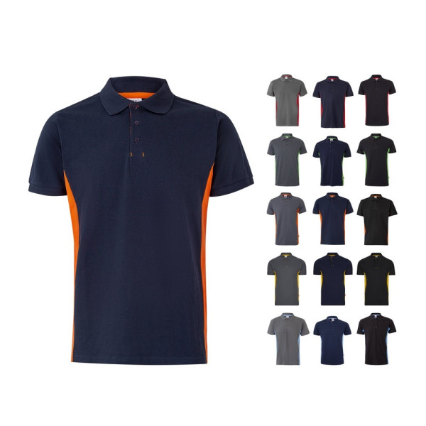 VL SUPAY. Zweifarbiges Piqué-Poloshirt (180 g/m²), kurzärmelig, aus Baumwolle (60%) und Polyester (4